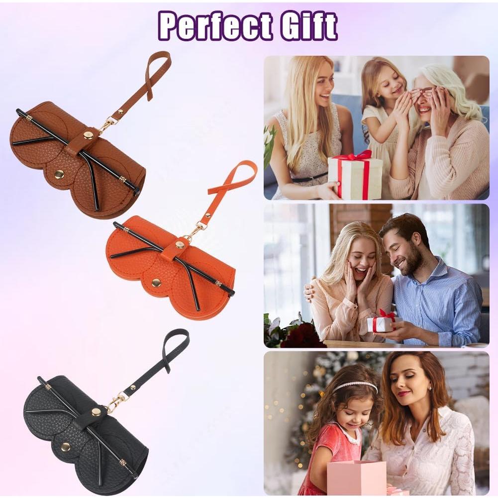 Paquete de 3 Fundas de Gafas de Cuero SEILETOO - Suaves y Portátiles