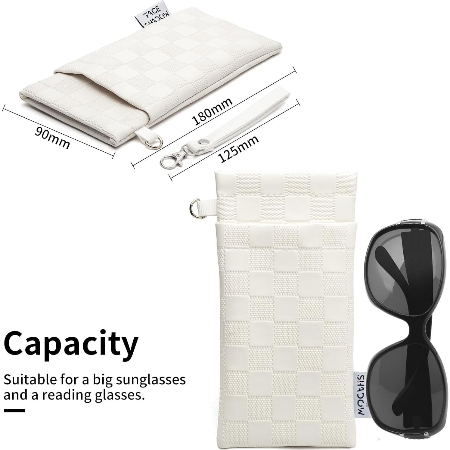 Estuche Doble para Gafas PU Blanco con Tapa de Presión y Paño