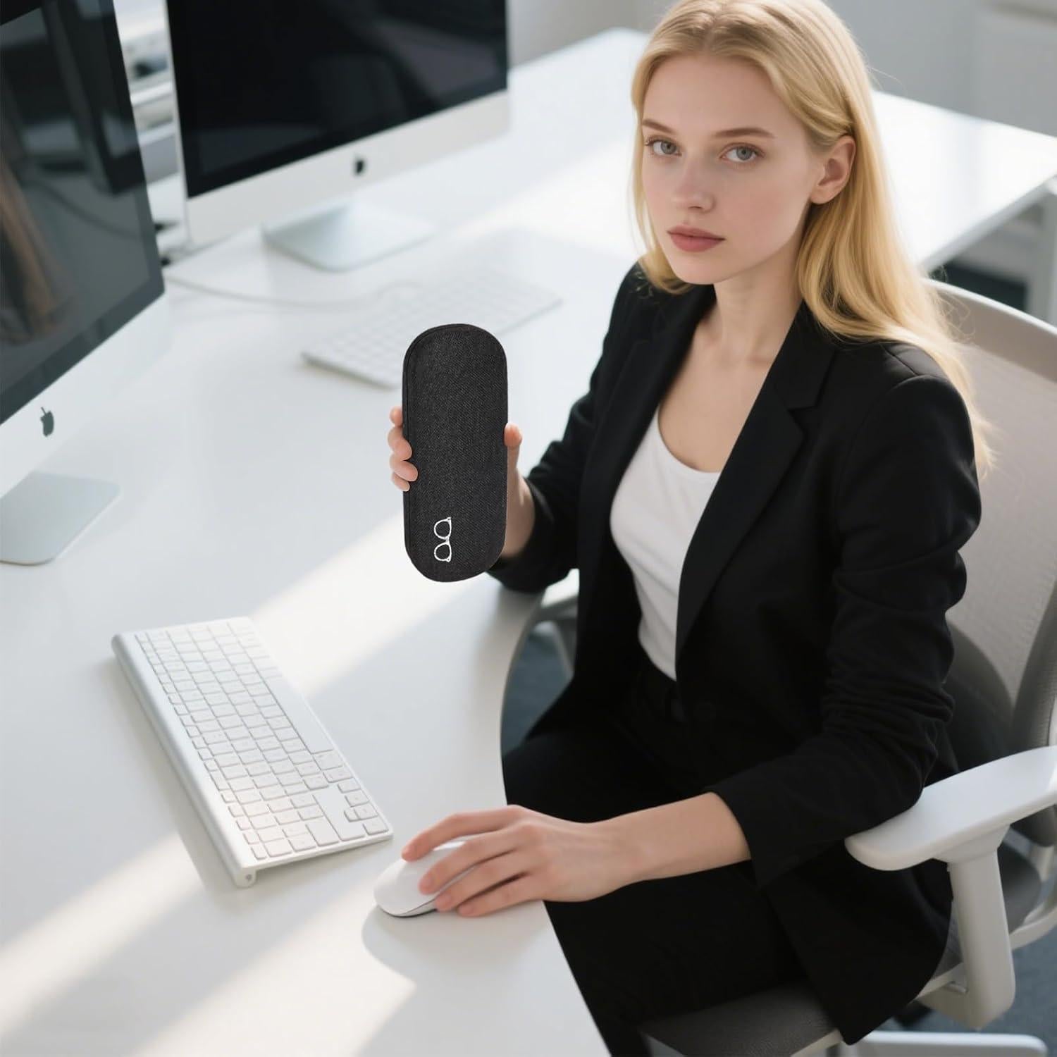 Funda Dura para Gafas YOSE Negra con Bolsa y Paño de Limpieza