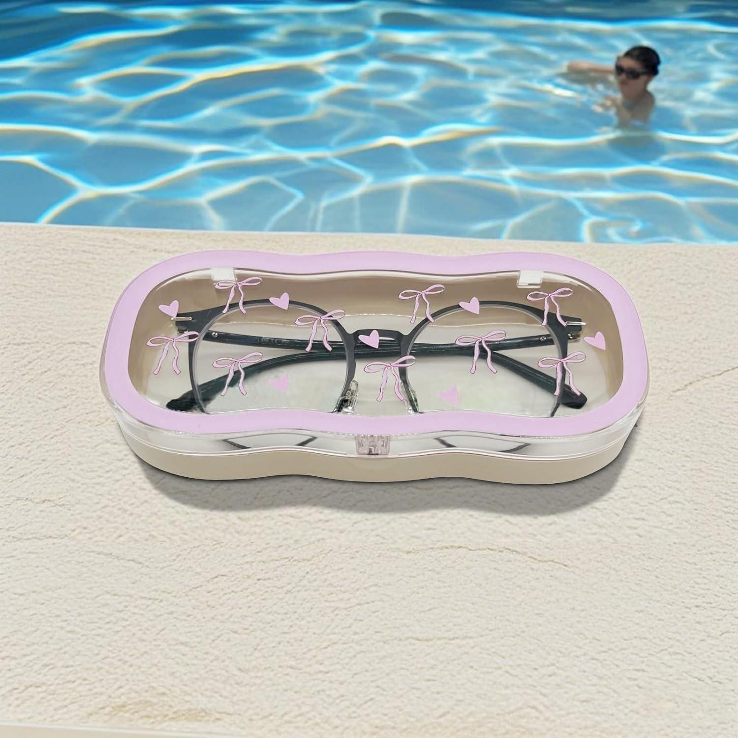 Estuche Duro para Gafas de Mujeres Lazo Rosa 17.5x8.1cm