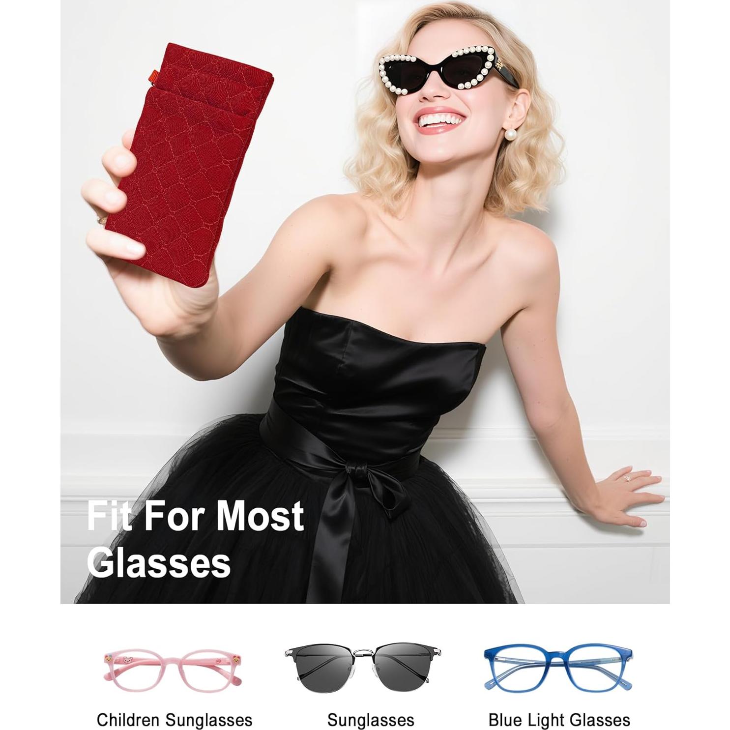 Estuche Doble para Gafas WAWOHERRNS Rojo - Viaje Suave 2 Pares