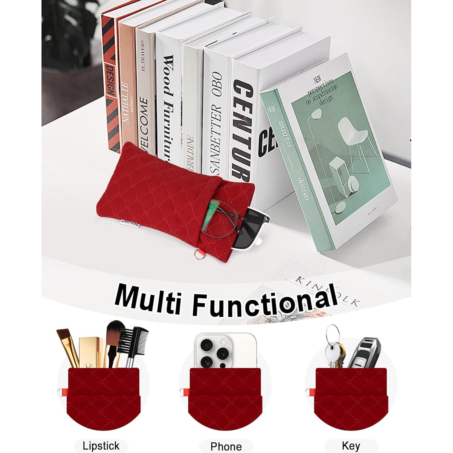 Estuche Doble para Gafas WAWOHERRNS Rojo - Viaje Suave 2 Pares