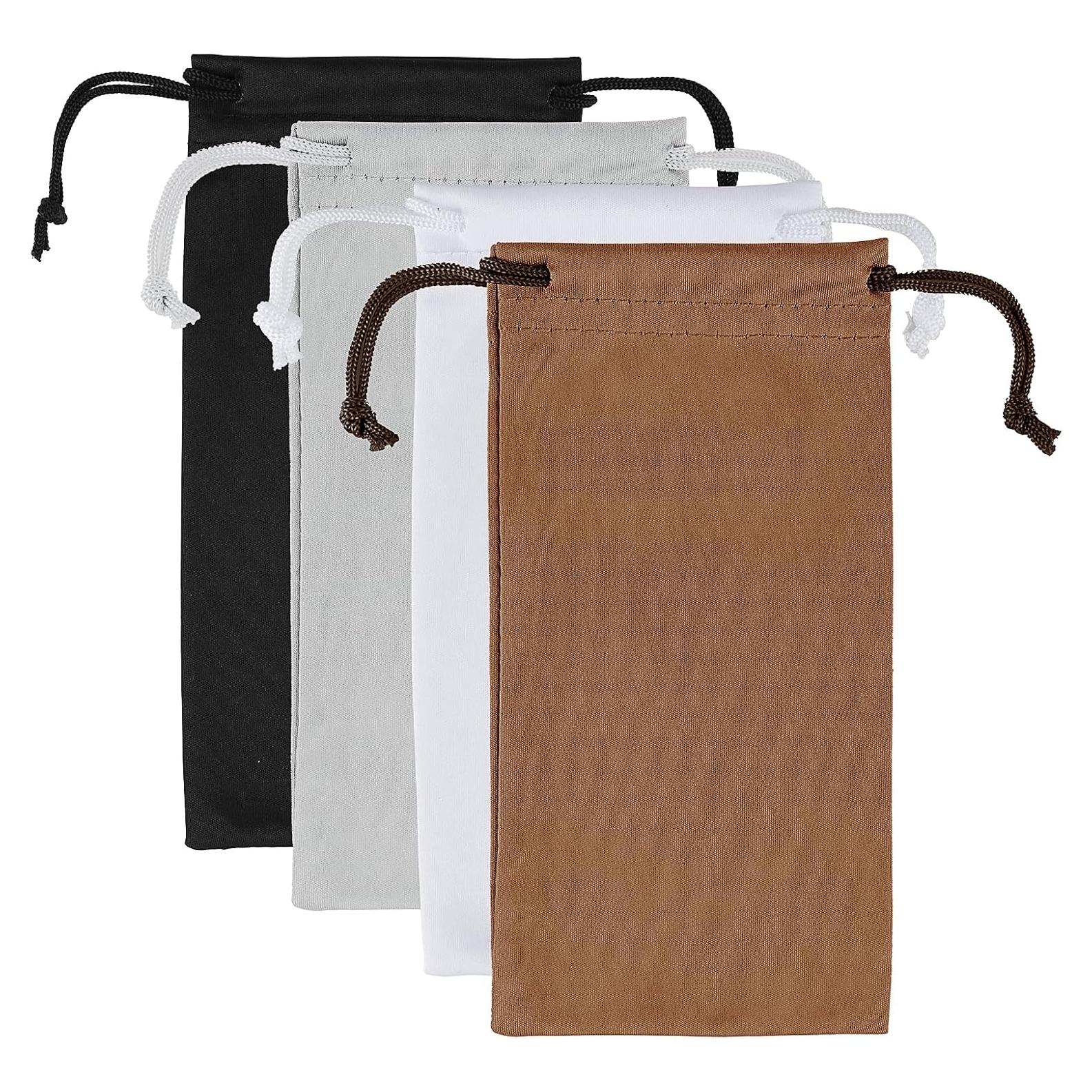 4 Fundas de Gafas Microfibra con Cierre de Cuerda - Colores Variados