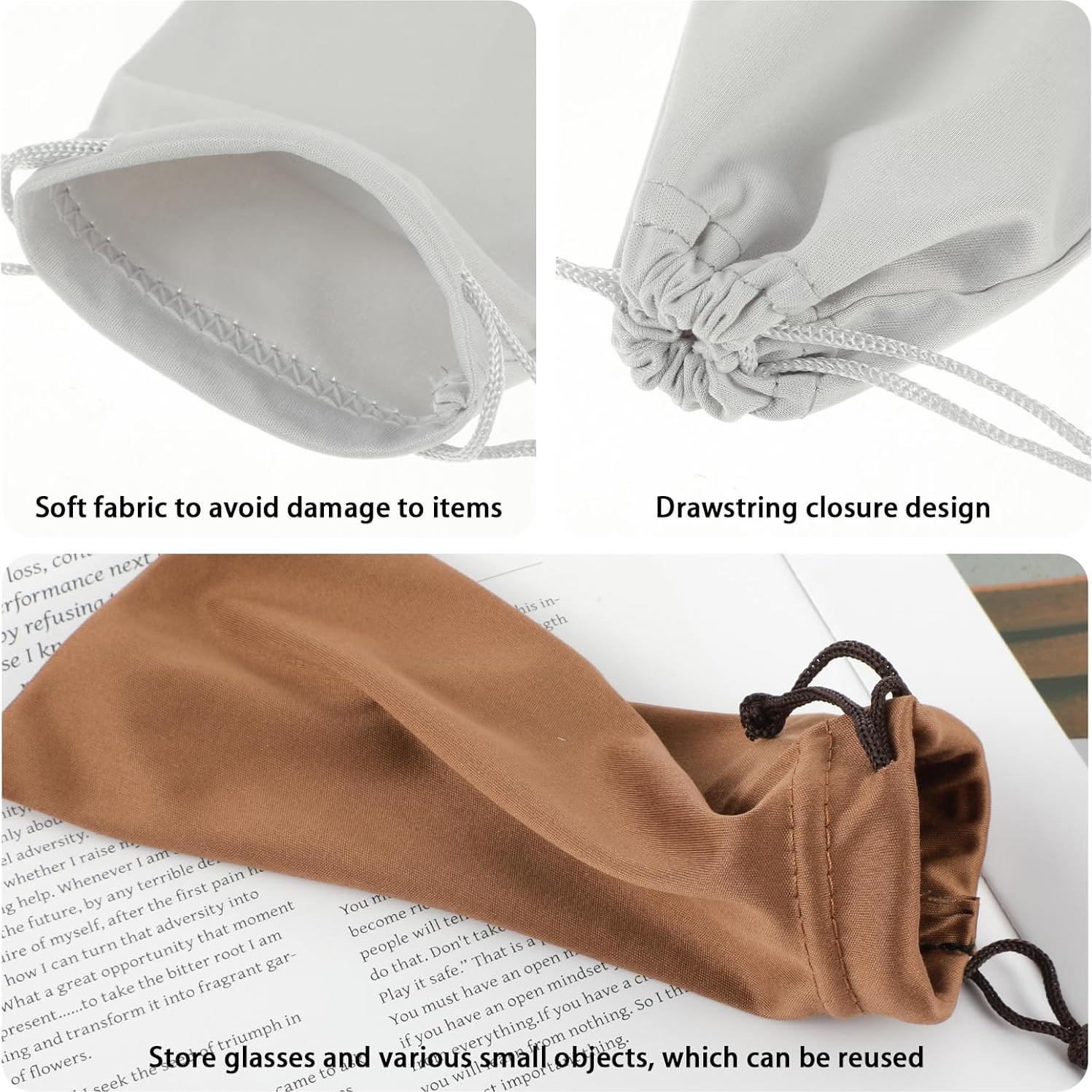 4 Fundas de Gafas Microfibra con Cierre de Cuerda - Colores Variados