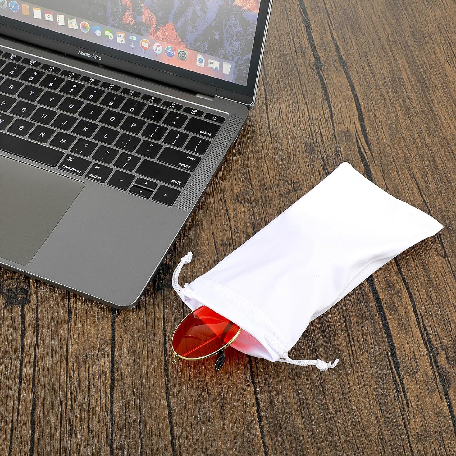 4 Fundas de Gafas Microfibra con Cierre de Cuerda - Colores Variados