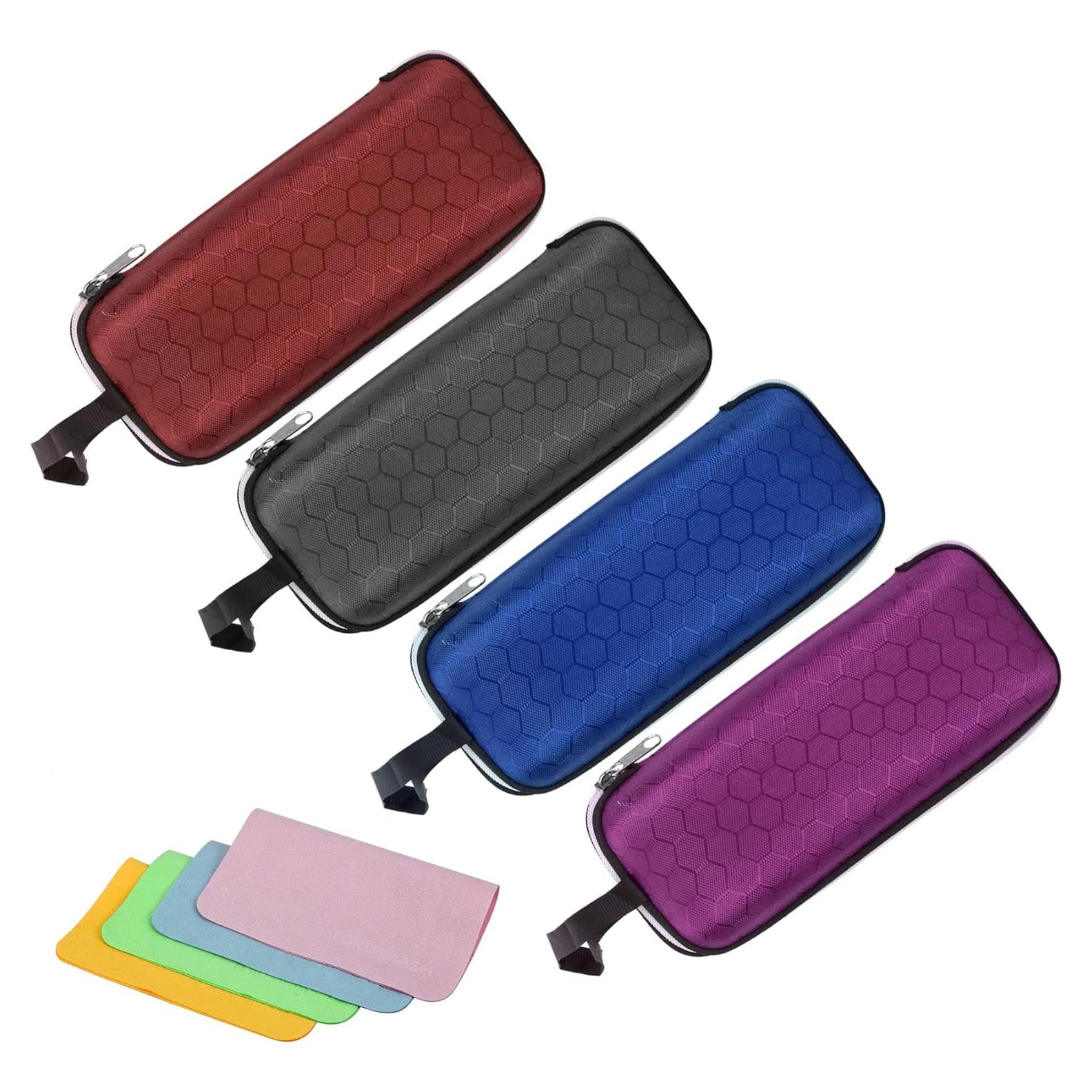 Estuche duro para gafas unisex con paño de limpieza - Rojo