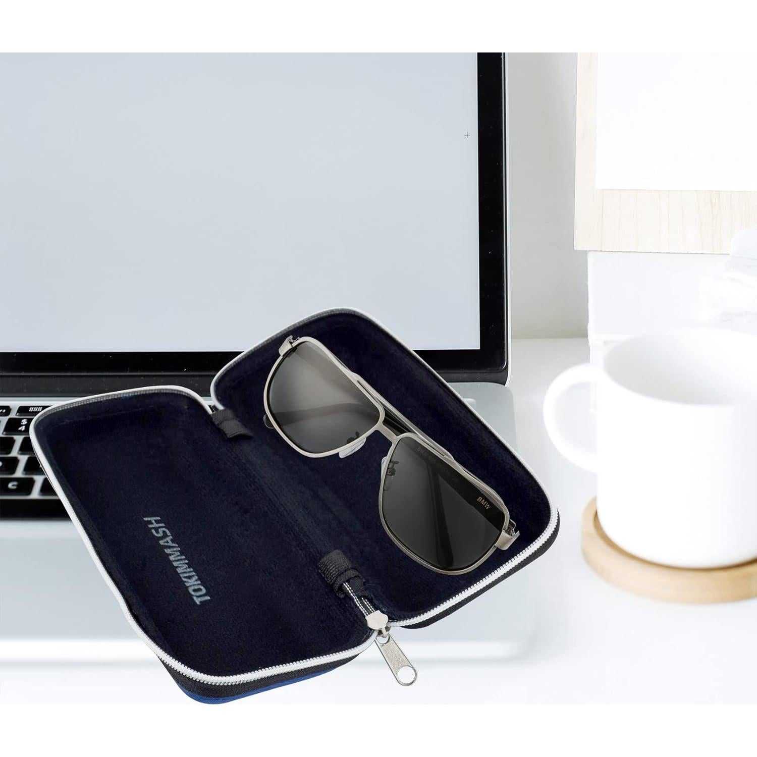 Estuche duro para gafas unisex con paño de limpieza - Rojo