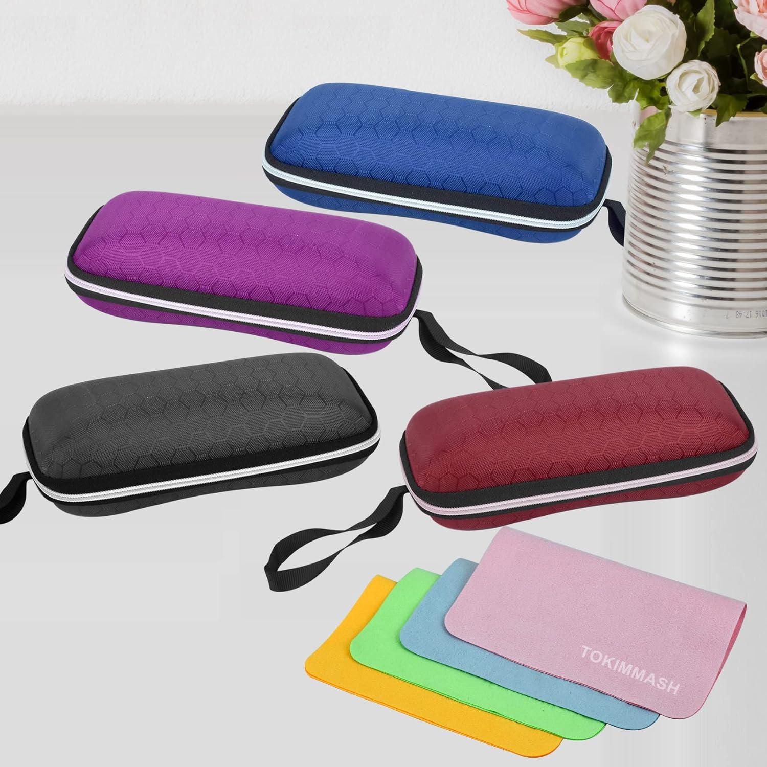 Estuche duro para gafas unisex con paño de limpieza - Rojo