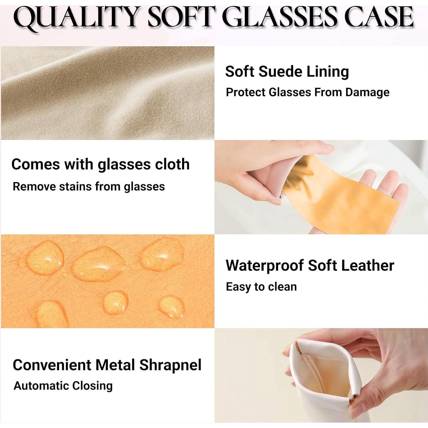 Estuche suave para gafas de cuero Crastilior 5pcs con tapa