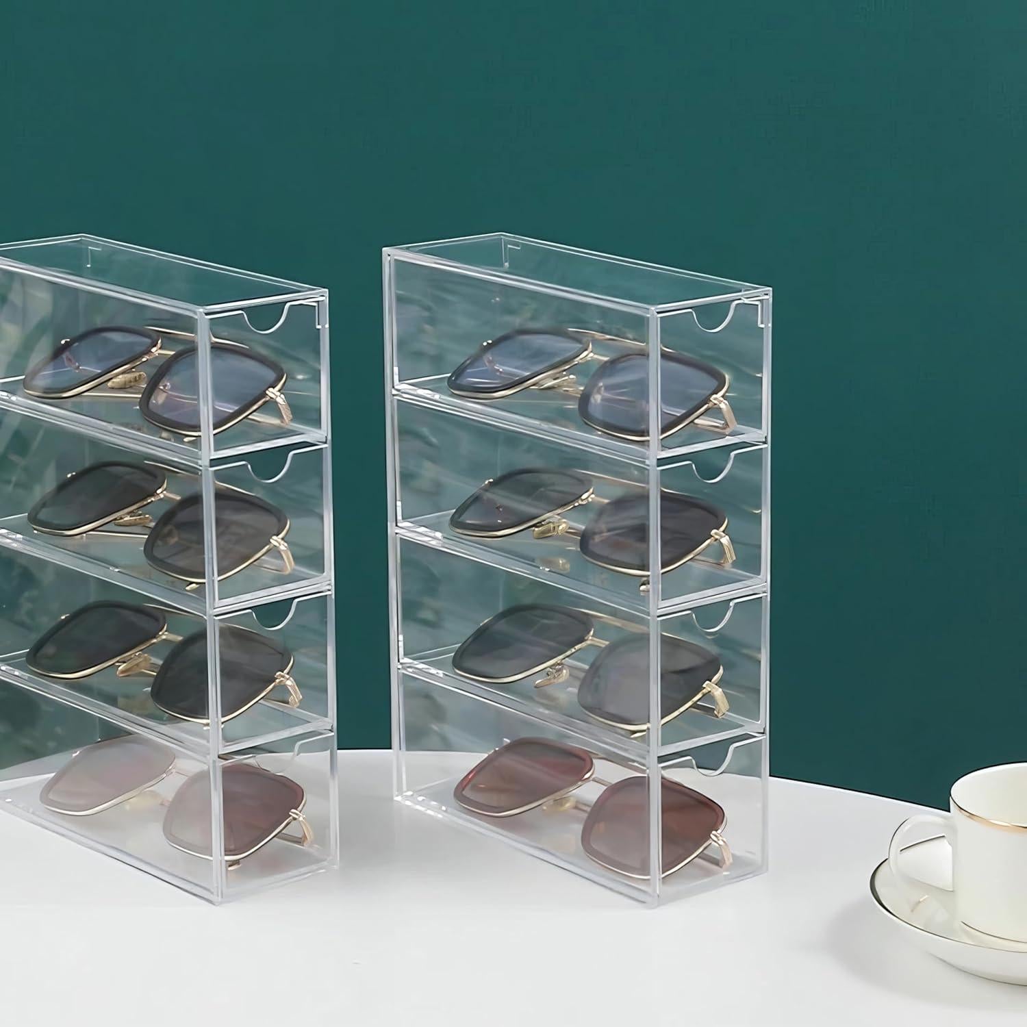 Organizador de Gafas Kiyza Acrílico 4 Cajones Transparente