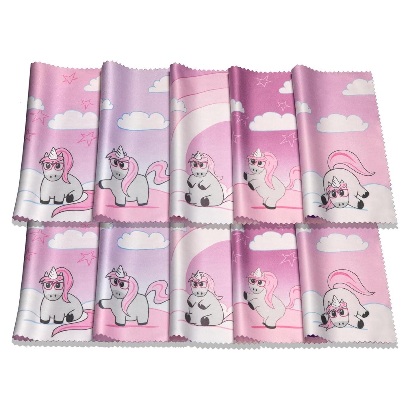 Paquete de 10 Paños de Microfibra TreVee 15x15 cm Rosa Unicornio