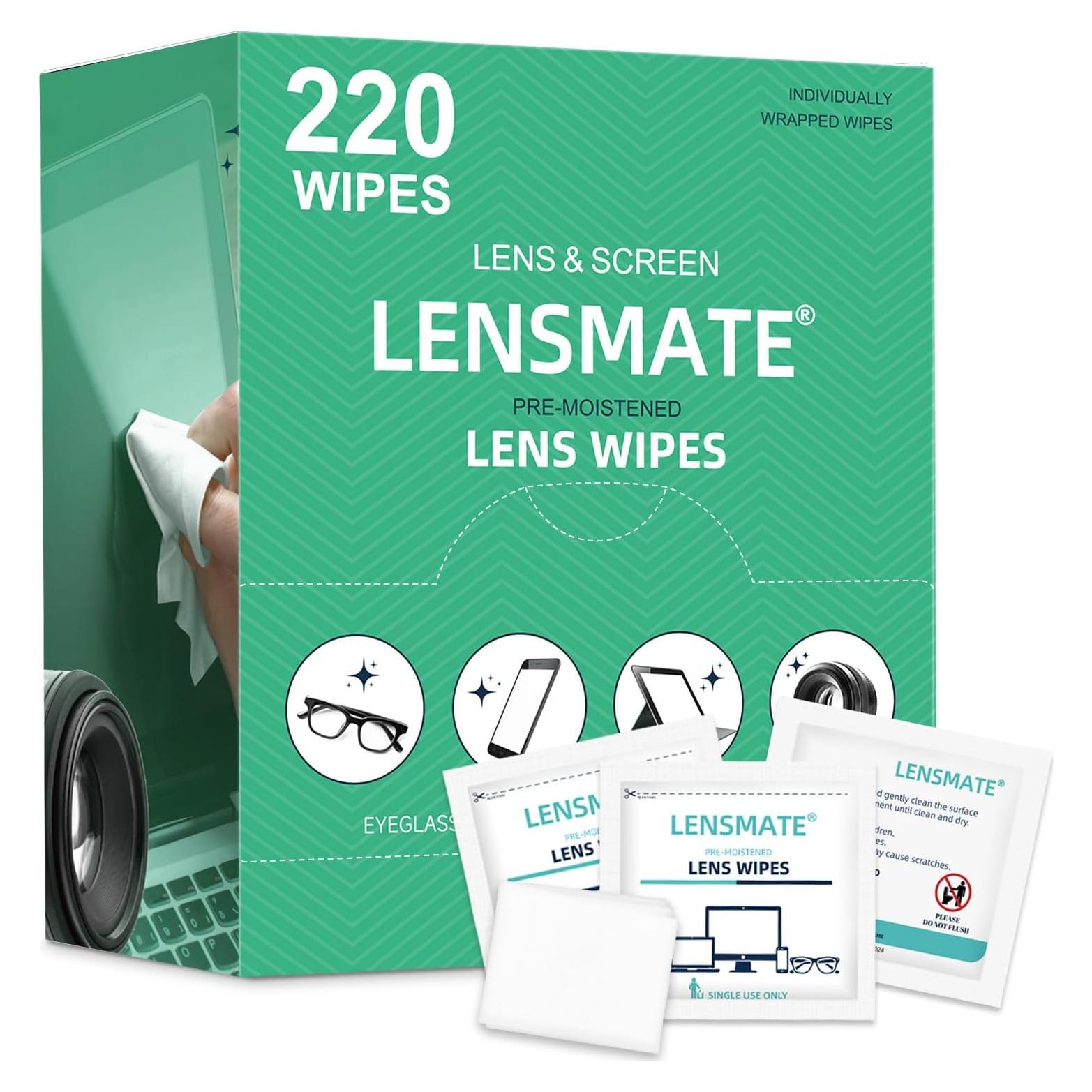 Toallitas de limpieza para lentes Lensmate 220 unidades