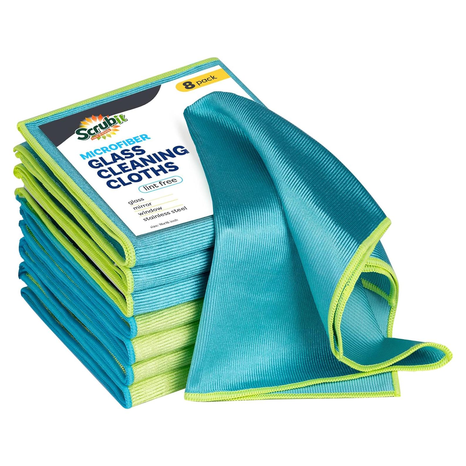 Paños de Microfibra SCRUBIT para Vidrio - 8 Unidades 40x40 cm