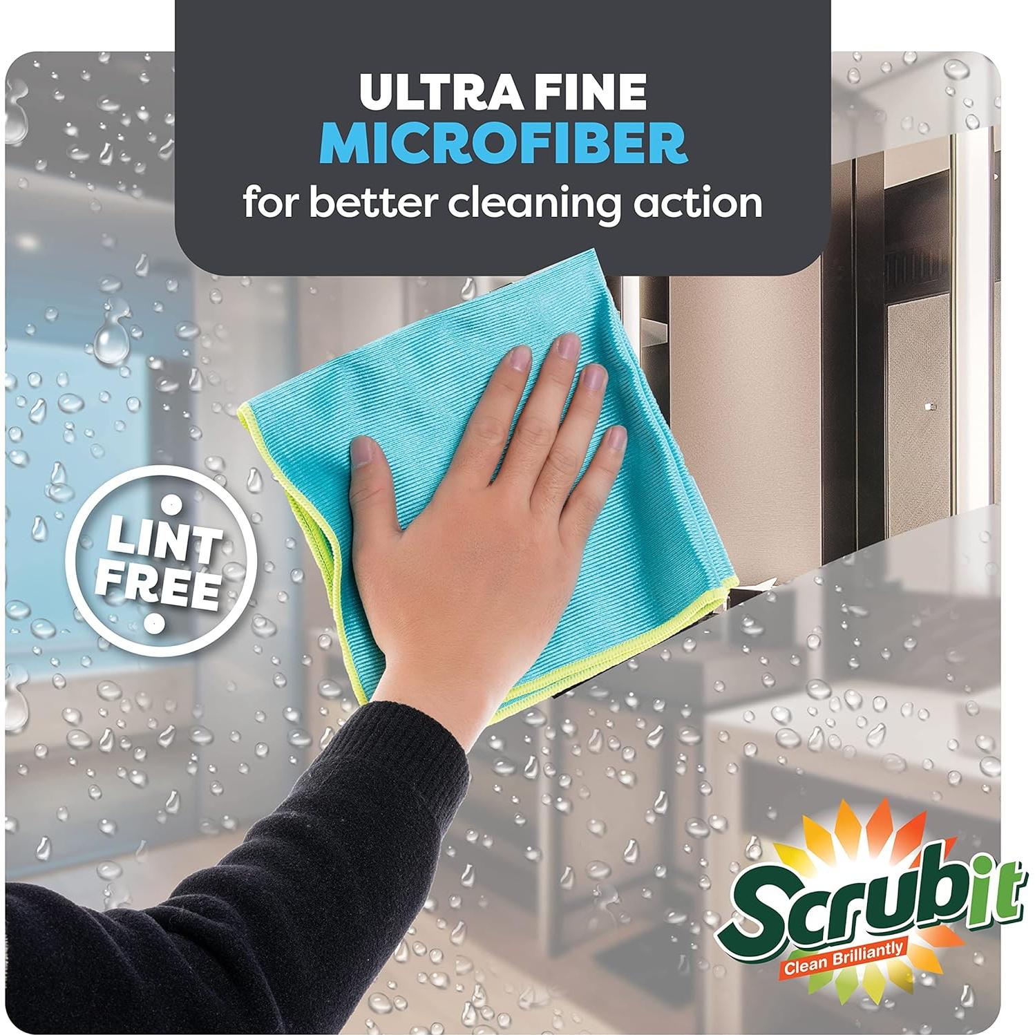 Paños de Microfibra SCRUBIT para Vidrio - 8 Unidades 40x40 cm