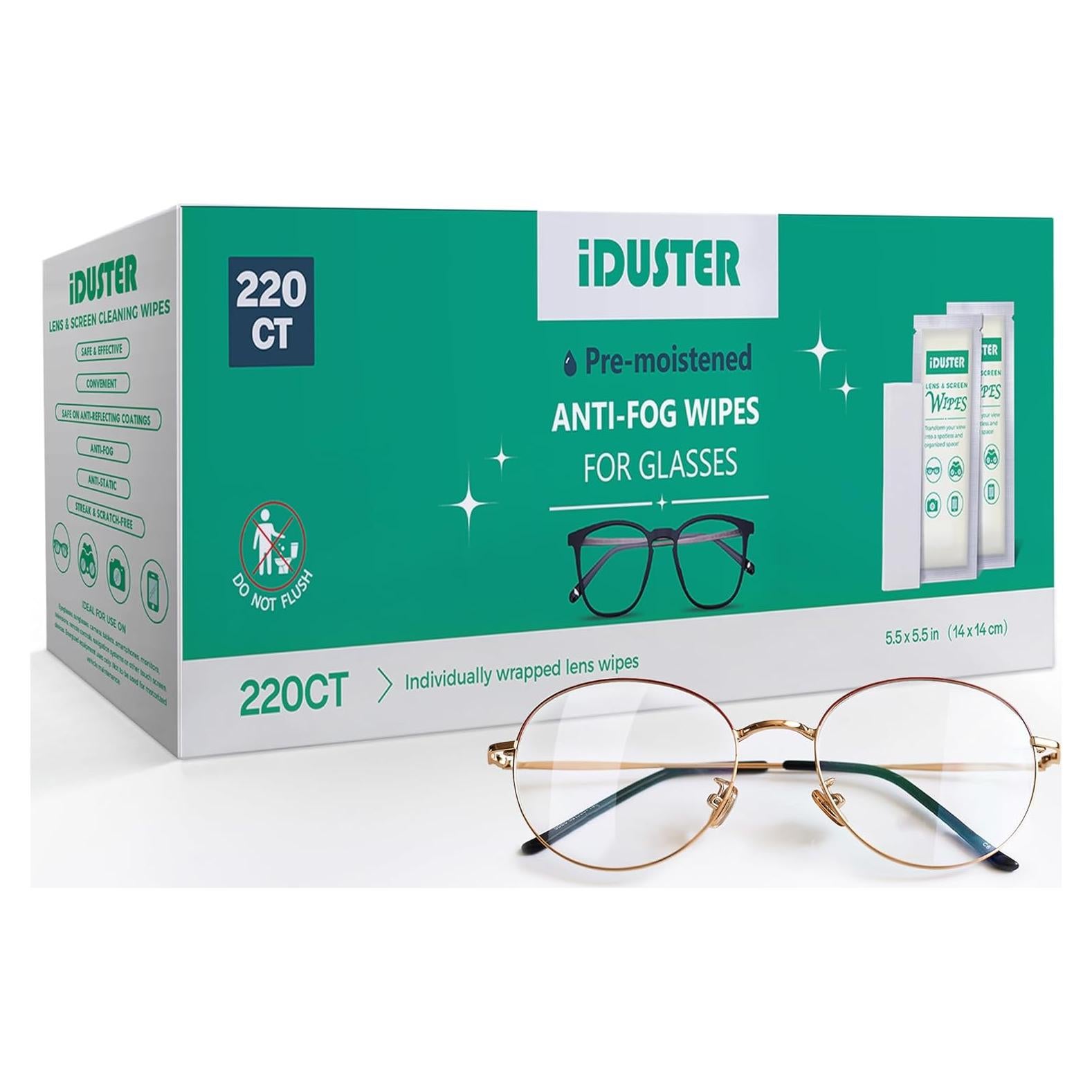 Toallitas limpiadoras para lentes iDuster - 220 unidades