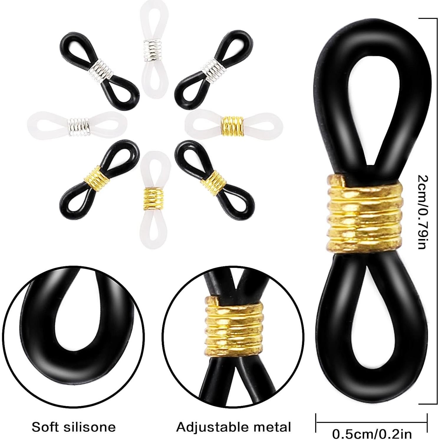 100 Piezas Conectores de Silicona para Gafas Ajustables