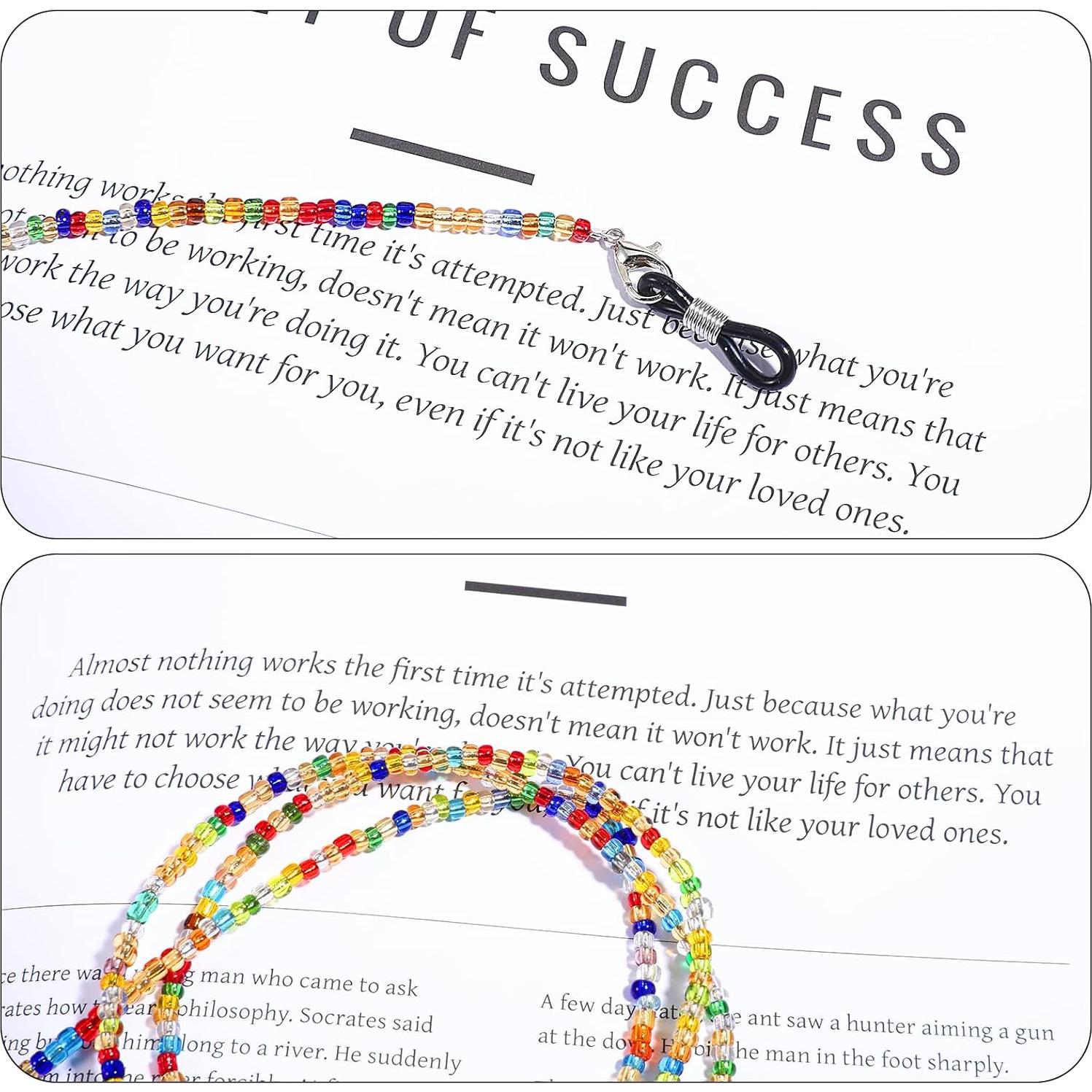 4 Cadenas de Gafas con Perlas Ptwola - Lanyard Colorido 70.5 cm