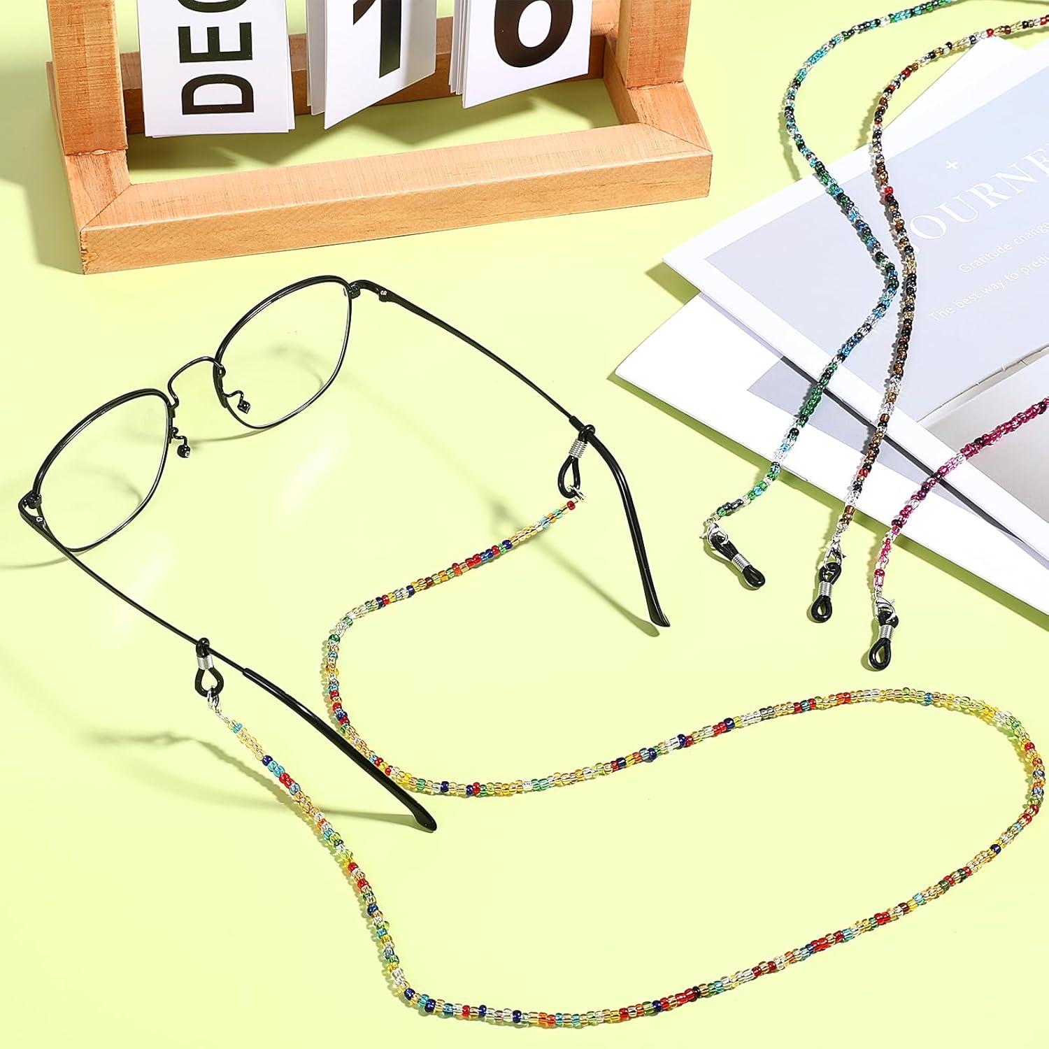 4 Cadenas de Gafas con Perlas Ptwola - Lanyard Colorido 70.5 cm