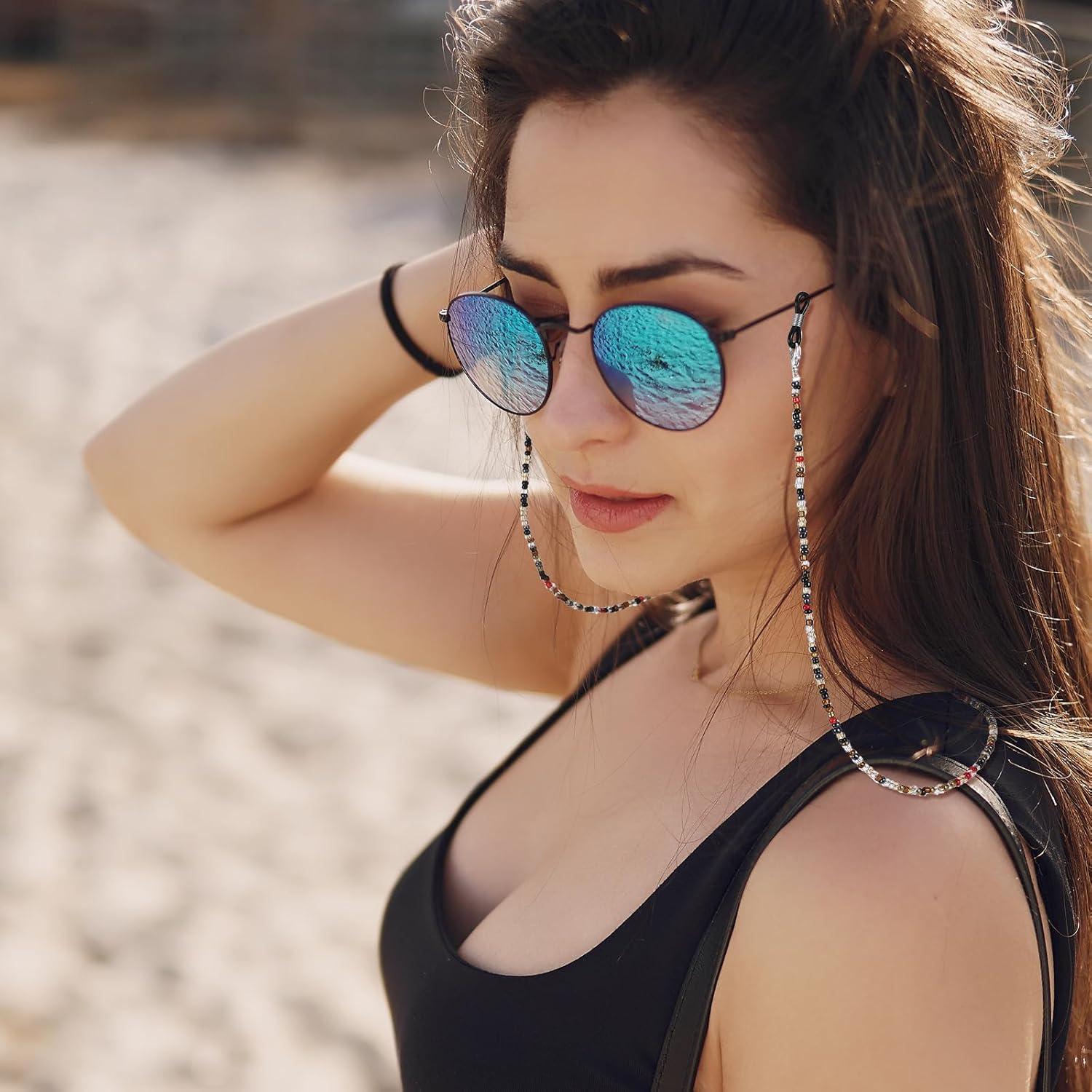 4 Cadenas de Gafas con Perlas Ptwola - Lanyard Colorido 70.5 cm