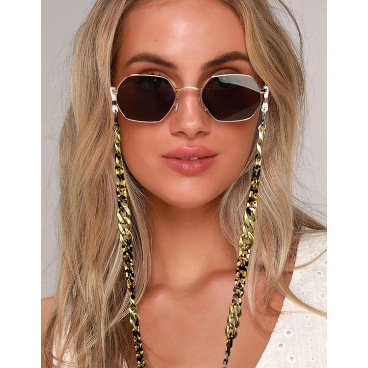 Cadena de Gafas Acrílico Ámbar para Mujeres - Soporte y Correa