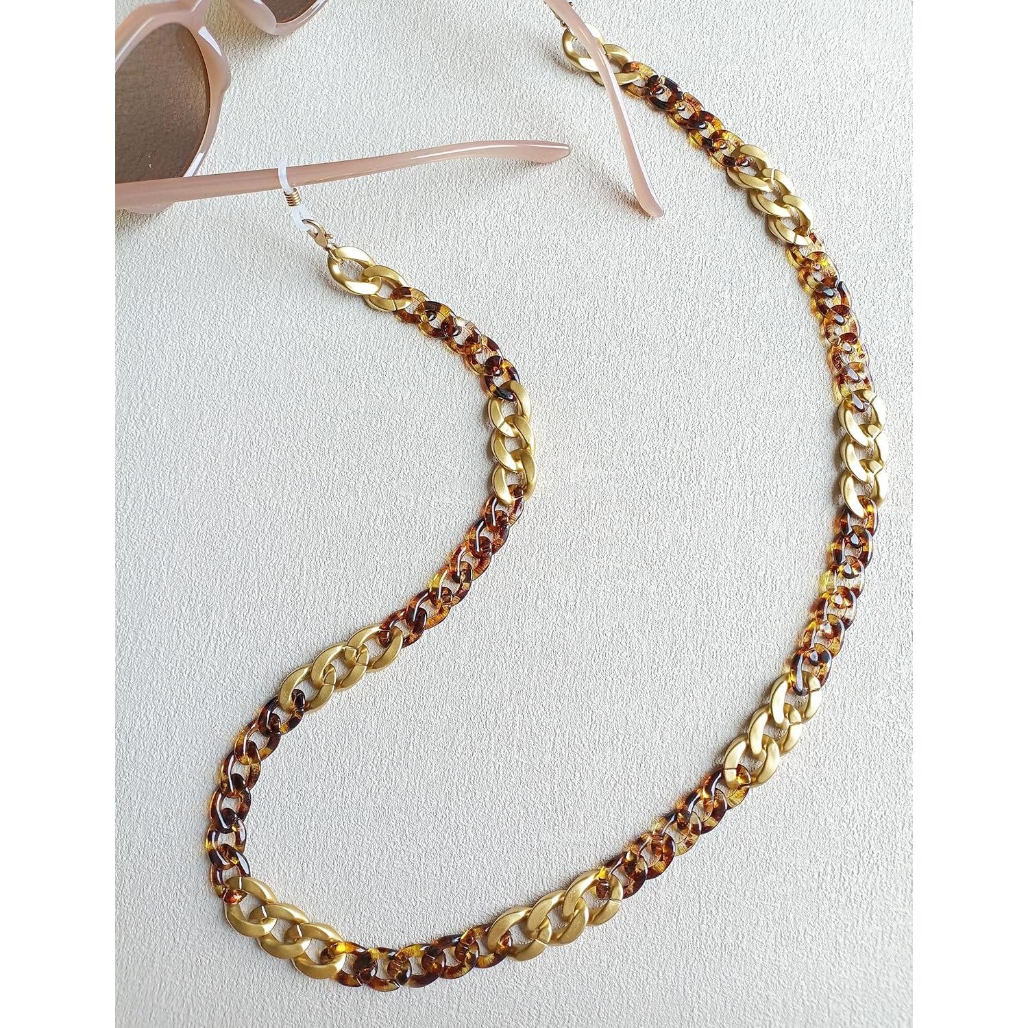 Cadena de Gafas Acrílico Ámbar para Mujeres - Soporte y Correa