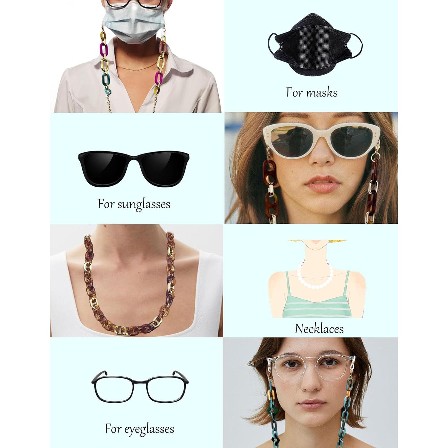 Cadena de Gafas Acrílico Ámbar para Mujeres - Soporte y Correa