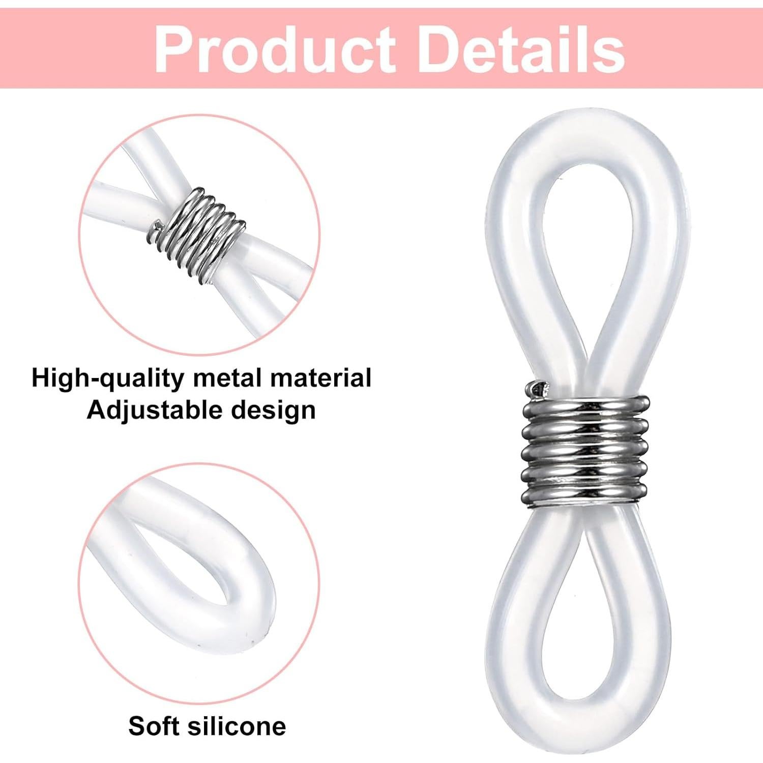 50 Extremos de Cadena para Gafas Bremorou Ajustables Silicona