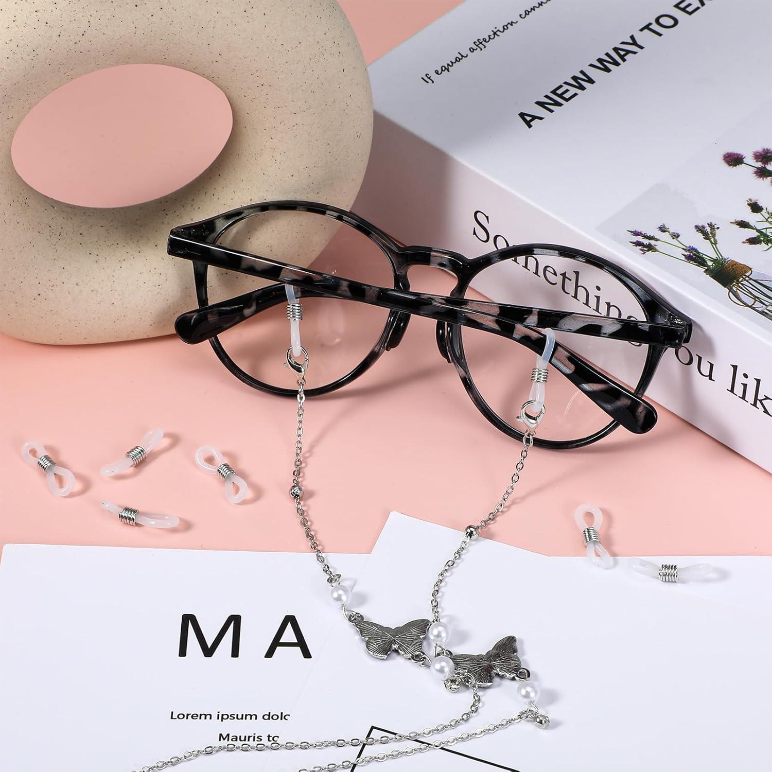 50 Extremos de Cadena para Gafas Bremorou Ajustables Silicona