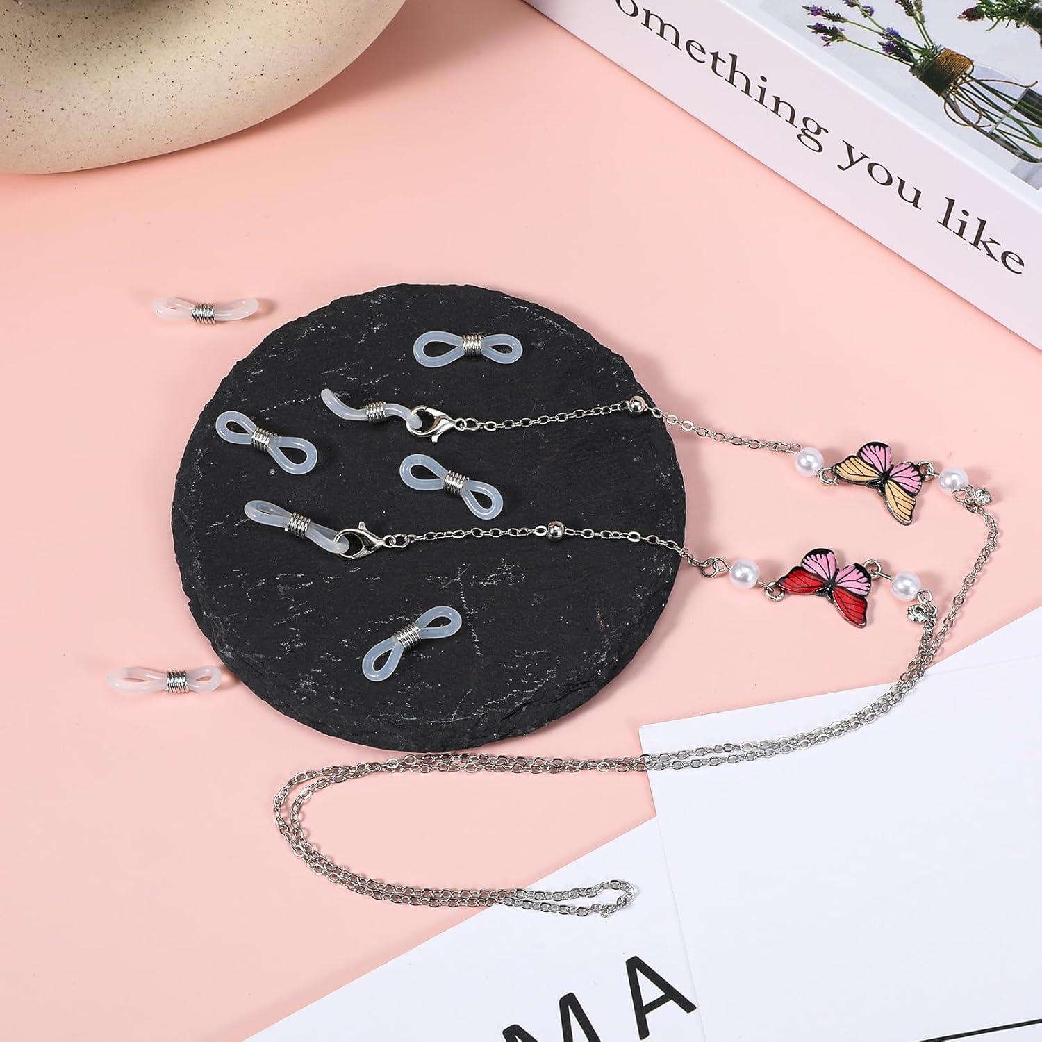 50 Extremos de Cadena para Gafas Bremorou Ajustables Silicona