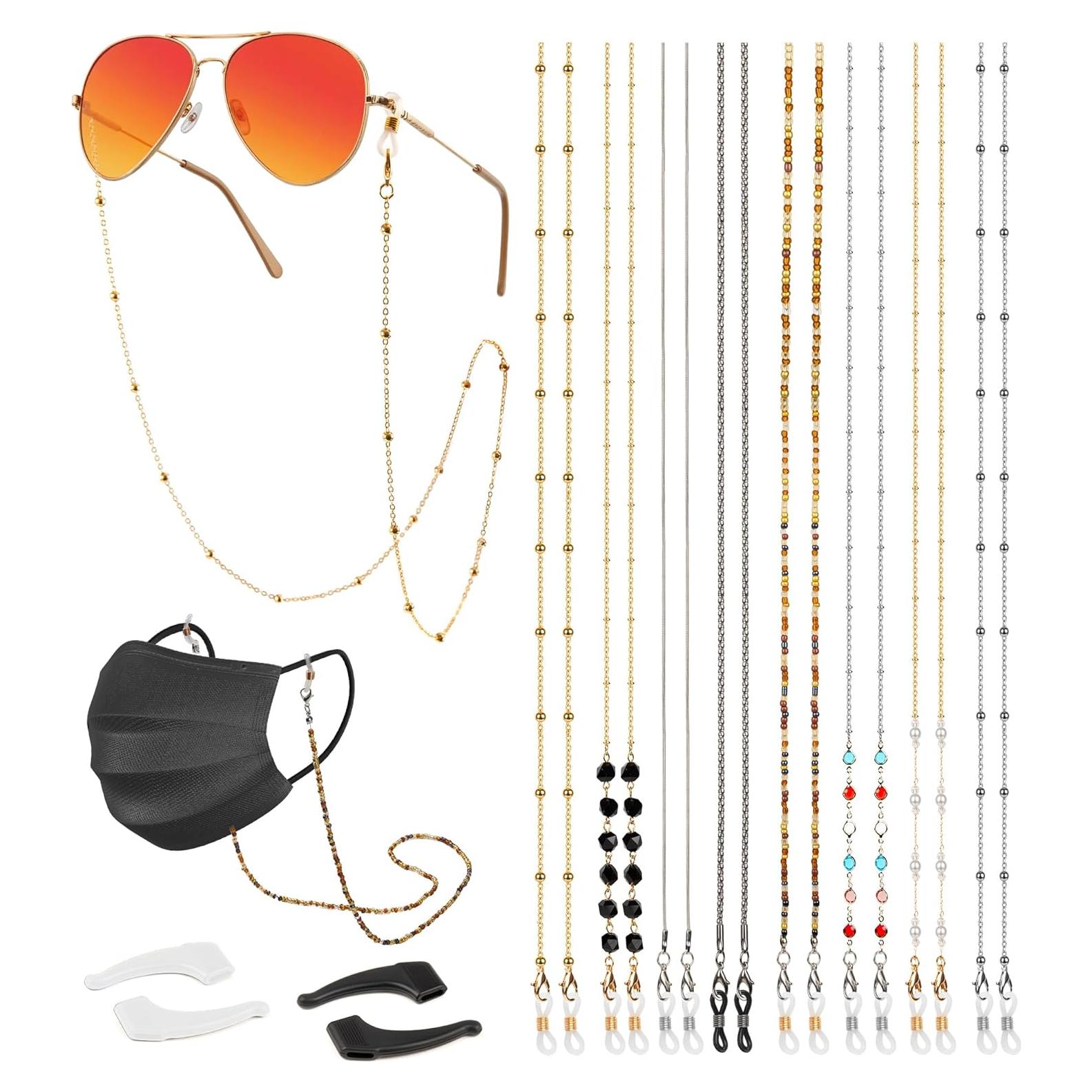 Cadena de Gafas 8 Pcs con Perlas para Mujeres y Niños