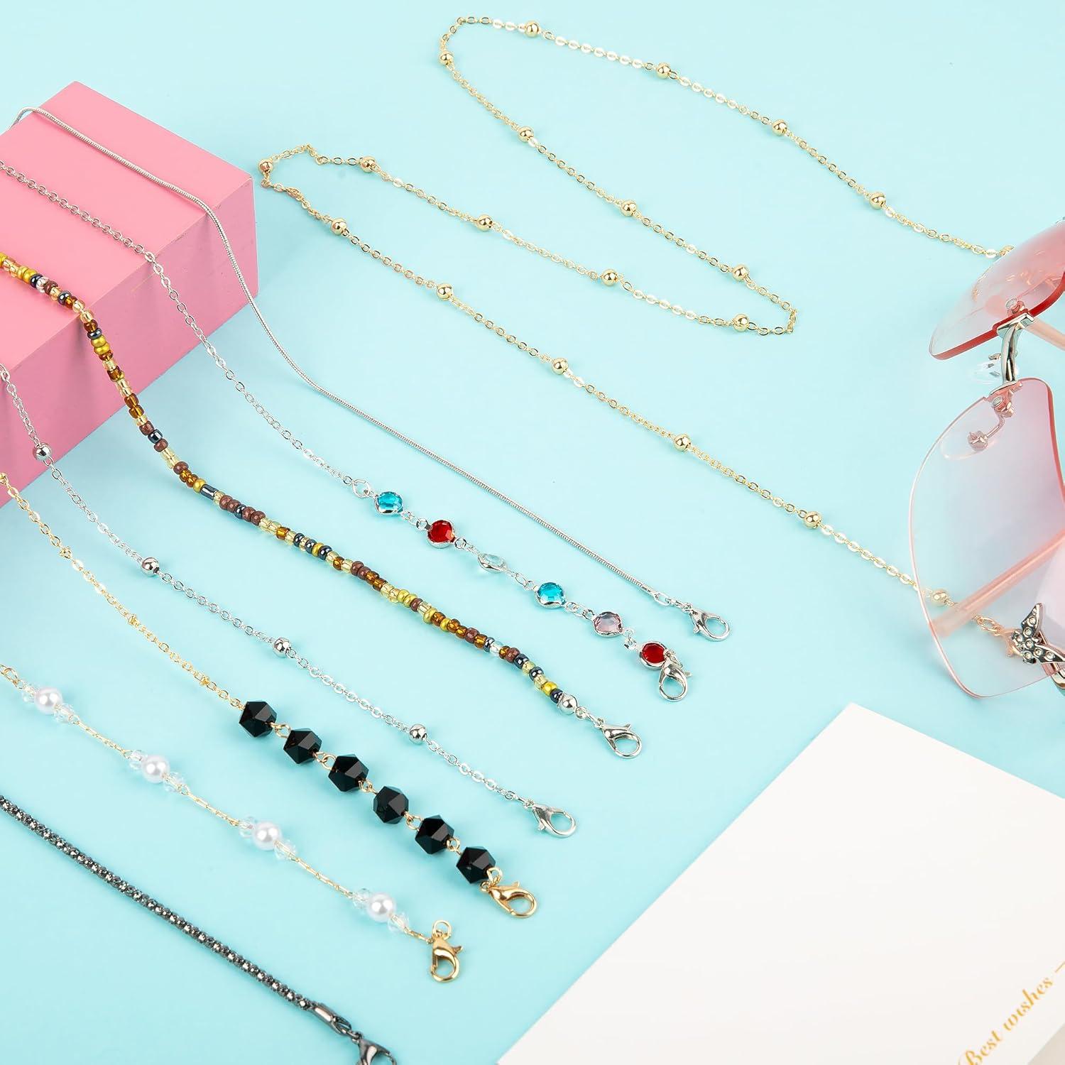 Cadena de Gafas 8 Pcs con Perlas para Mujeres y Niños