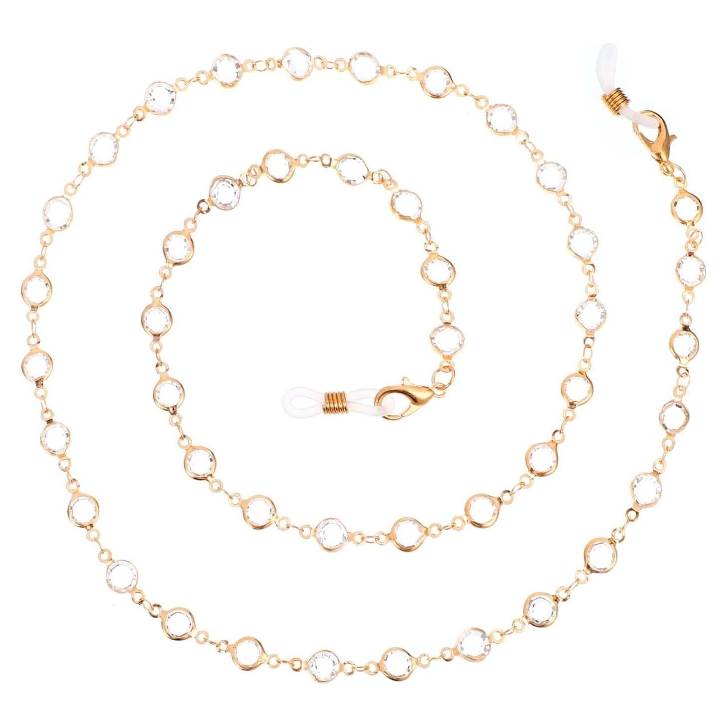 Cadena para Gafas de Moda Telooco con Cristales Dorados 72cm