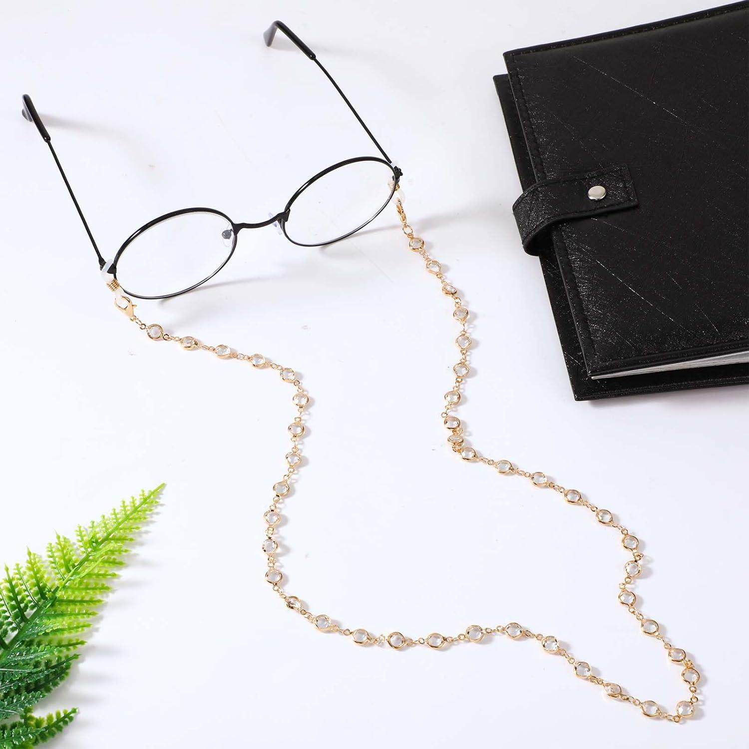 Cadena para Gafas de Moda Telooco con Cristales Dorados 72cm