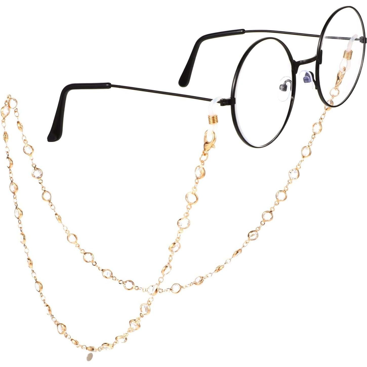 Cadena para Gafas de Moda Telooco con Cristales Dorados 72cm