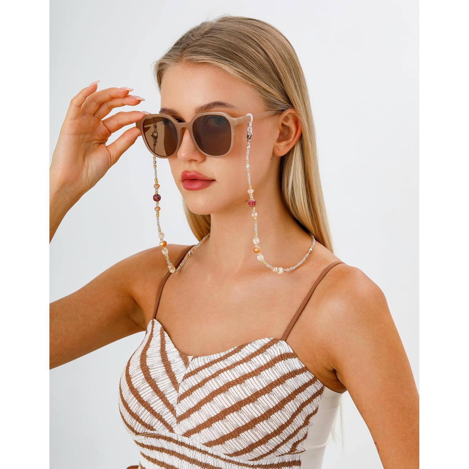 Cadena de Gafas de Cristal Gintei para Mujeres 71cm Soporte Elegante