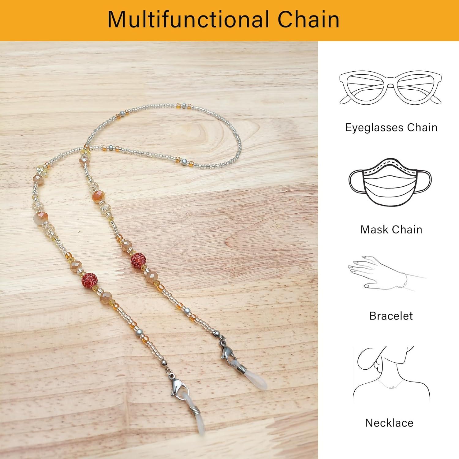 Cadena de Gafas de Cristal Gintei para Mujeres 71cm Soporte Elegante