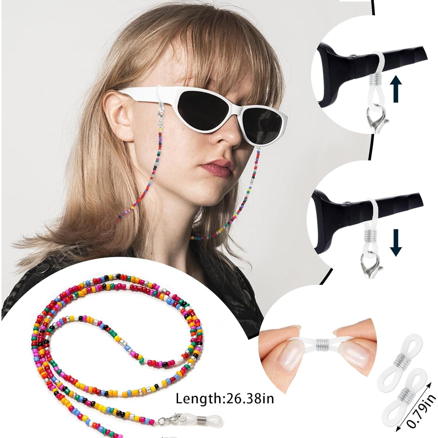 Cadena de Gafas ALIBBON 4 Pcs Soporte Ajustable para Mujeres