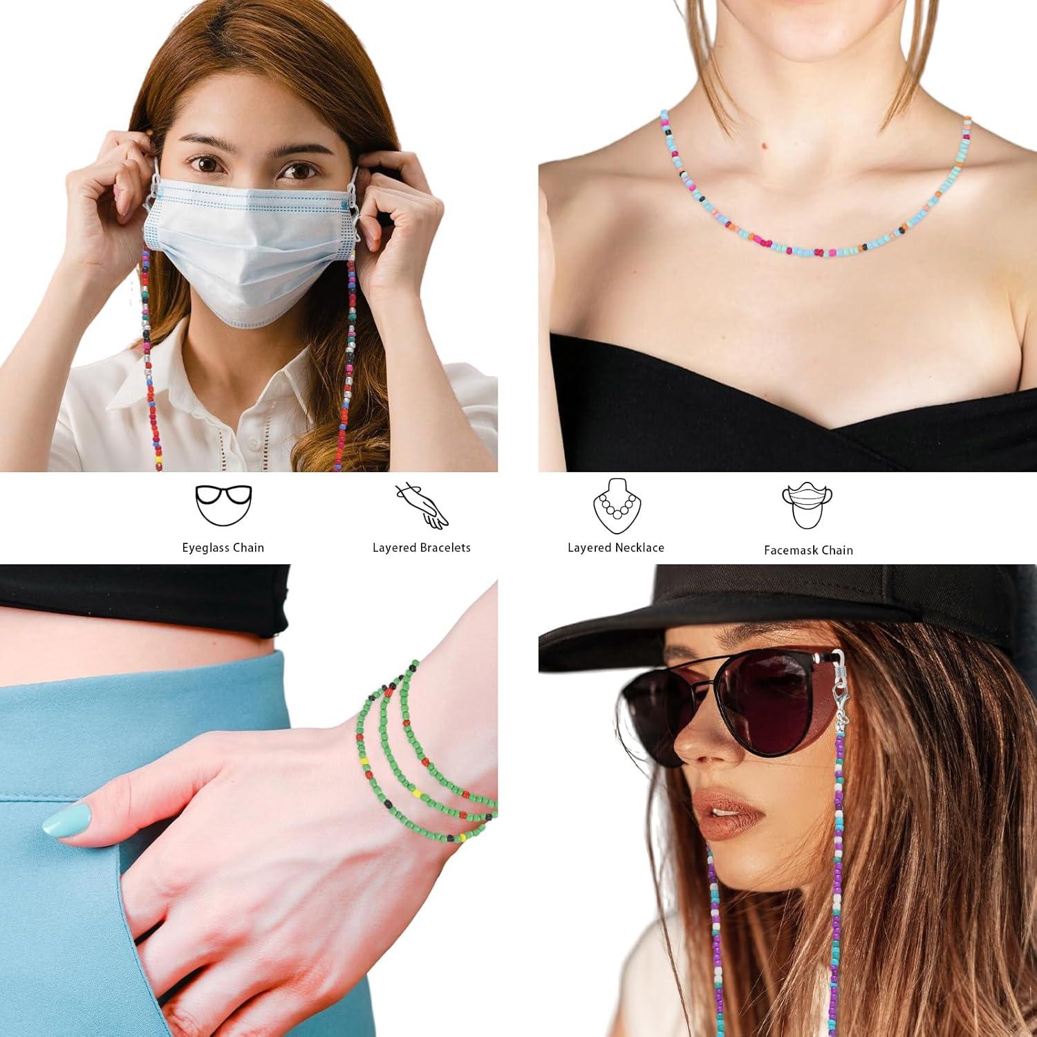 Cadena de Gafas ALIBBON 4 Pcs Soporte Ajustable para Mujeres