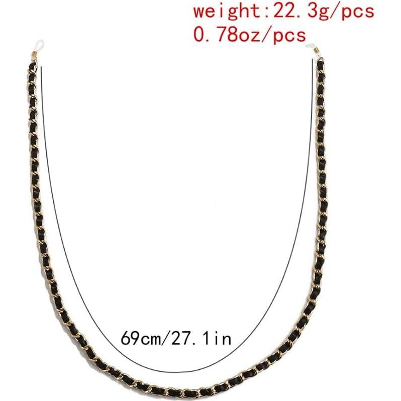 Cadena de Lanyard para Gafas Yaozeio de Cuero y Metal 69cm