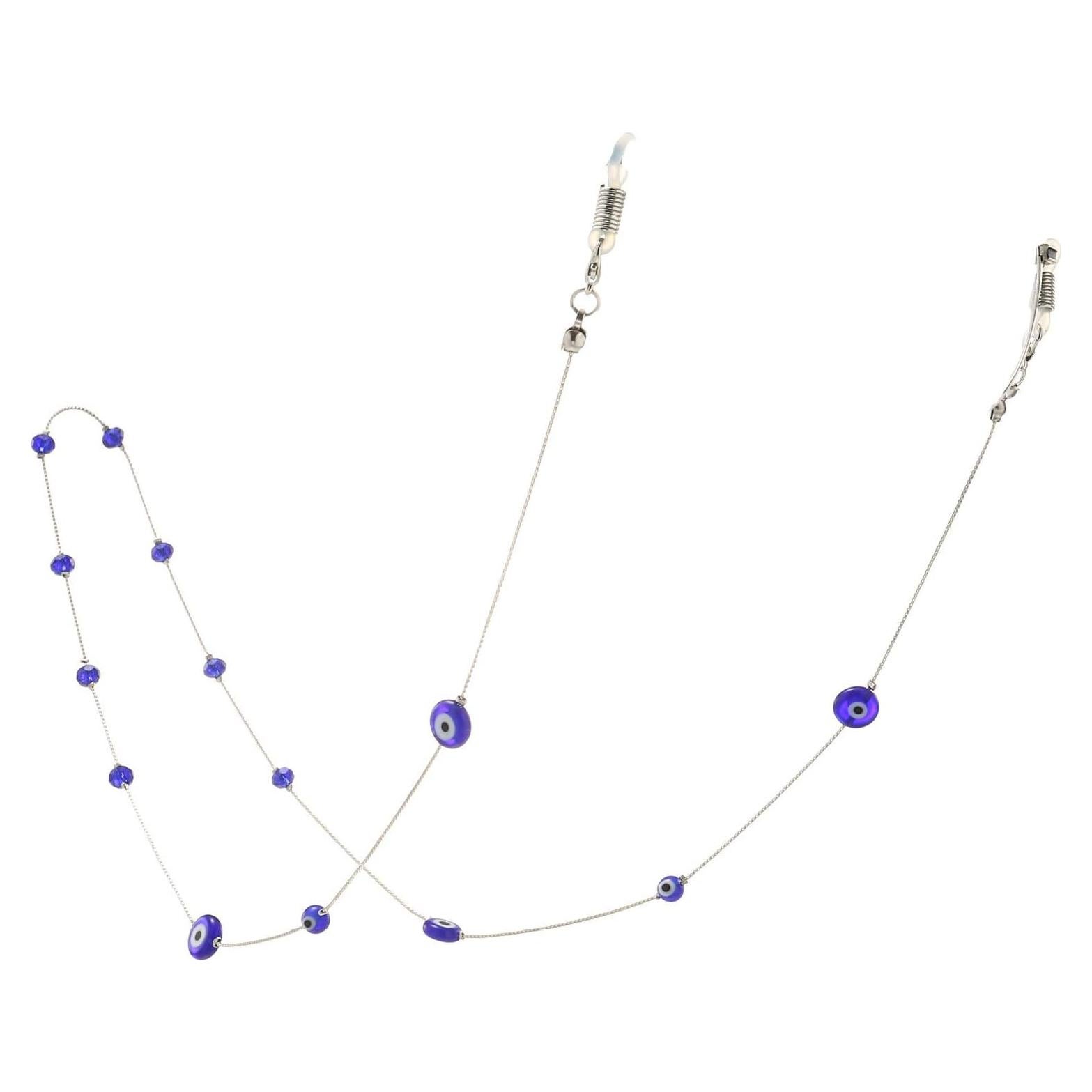 Cadena Sostenedora de Mascarilla COLORFUL BLING 70cm Plata Azul