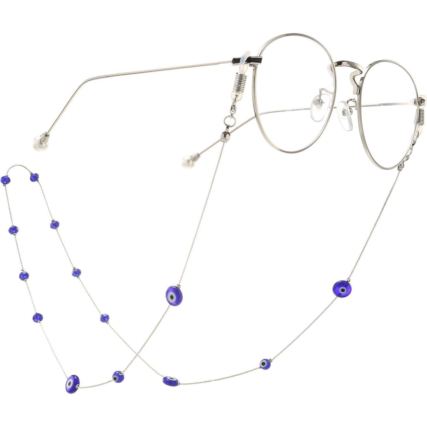 Cadena Sostenedora de Mascarilla COLORFUL BLING 70cm Plata Azul