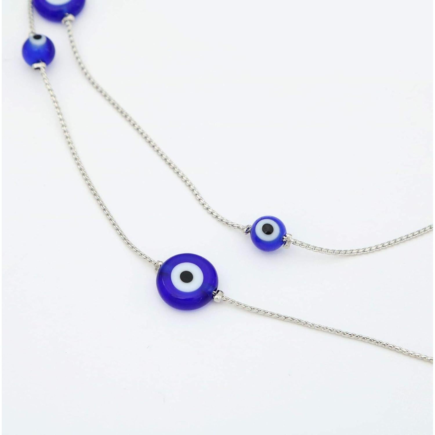 Cadena Sostenedora de Mascarilla COLORFUL BLING 70cm Plata Azul