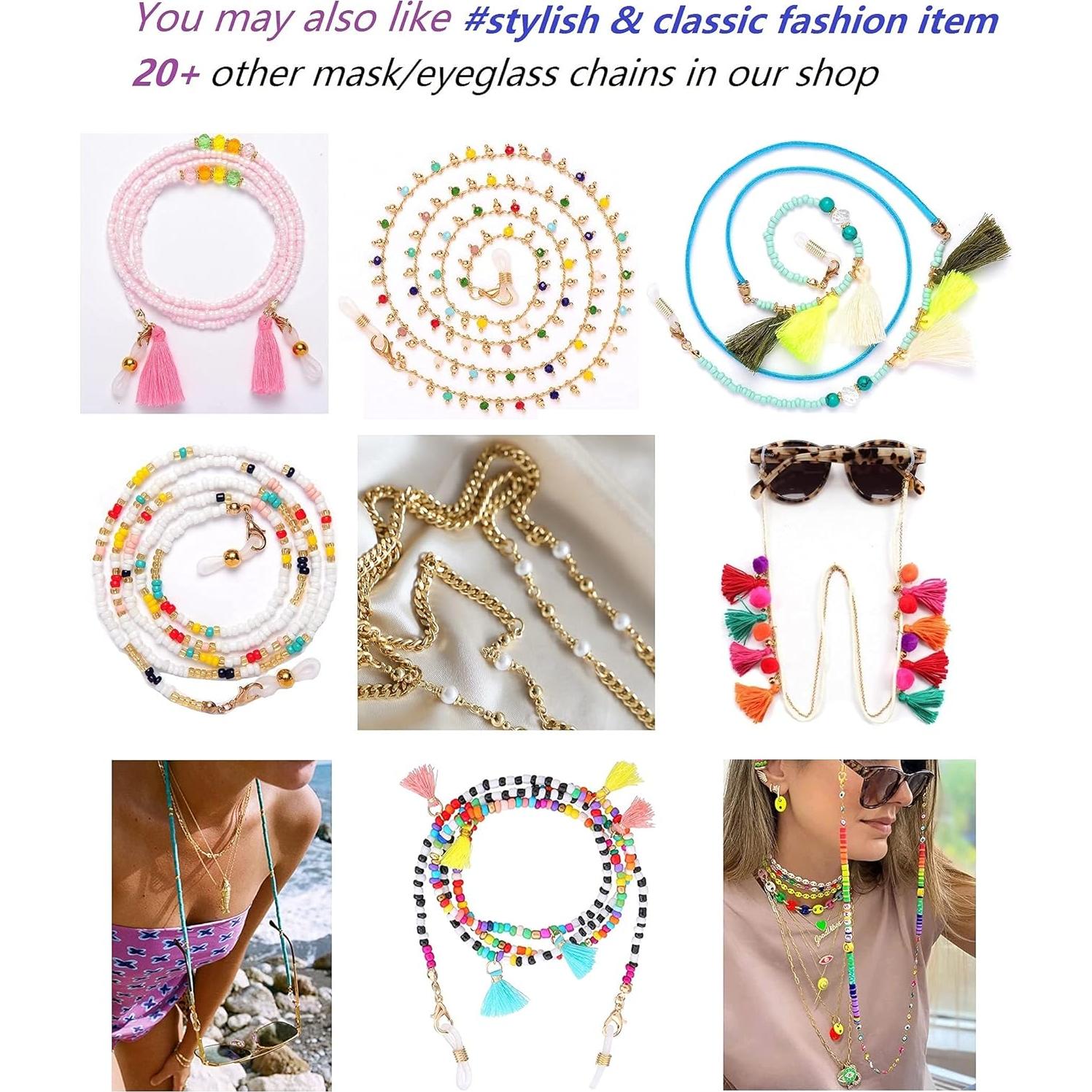 Cadena de Gafas de Cuentas Coloridas para Mujeres 70cm