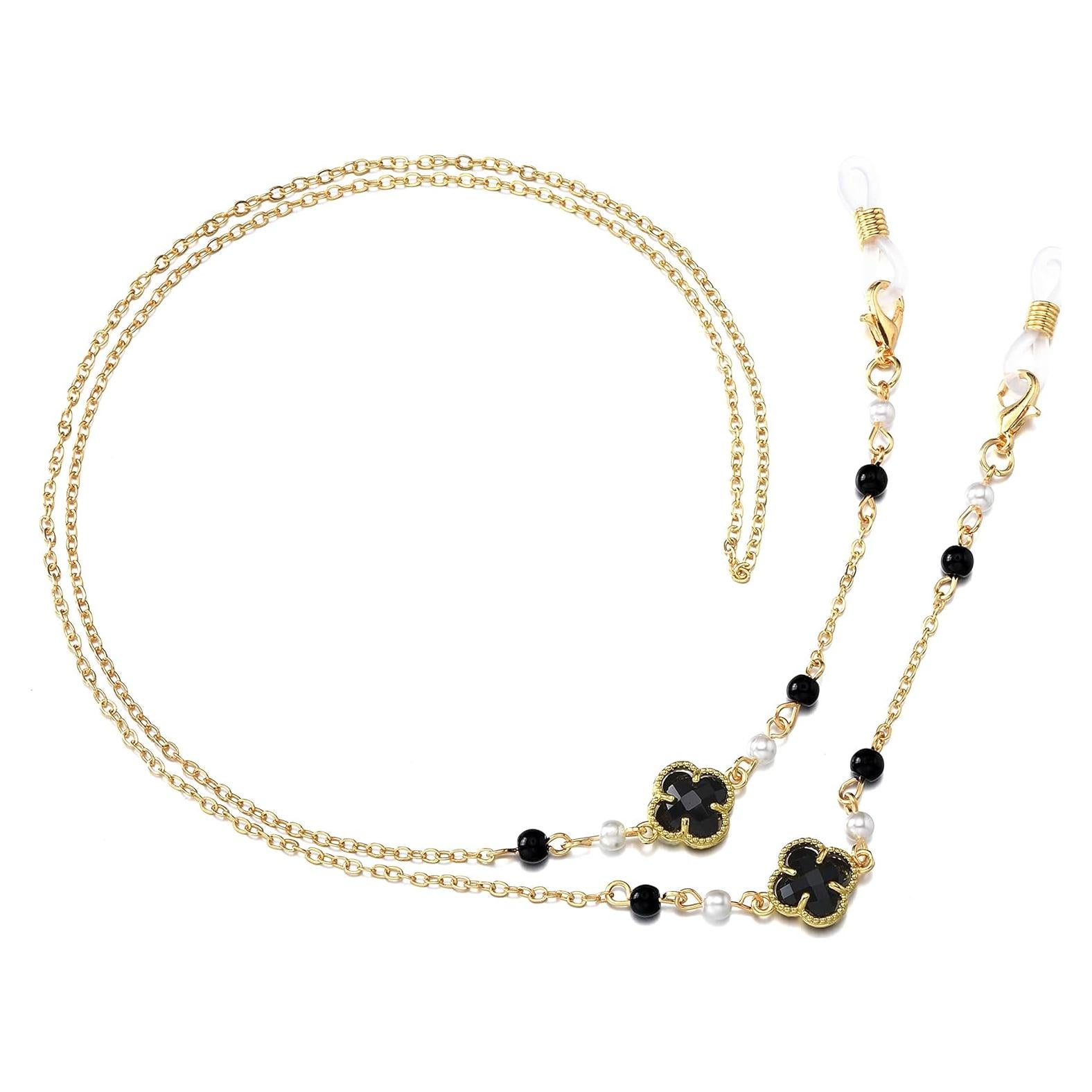 Cadena para Gafas de Sol y Lectura Trébol 74cm Negra