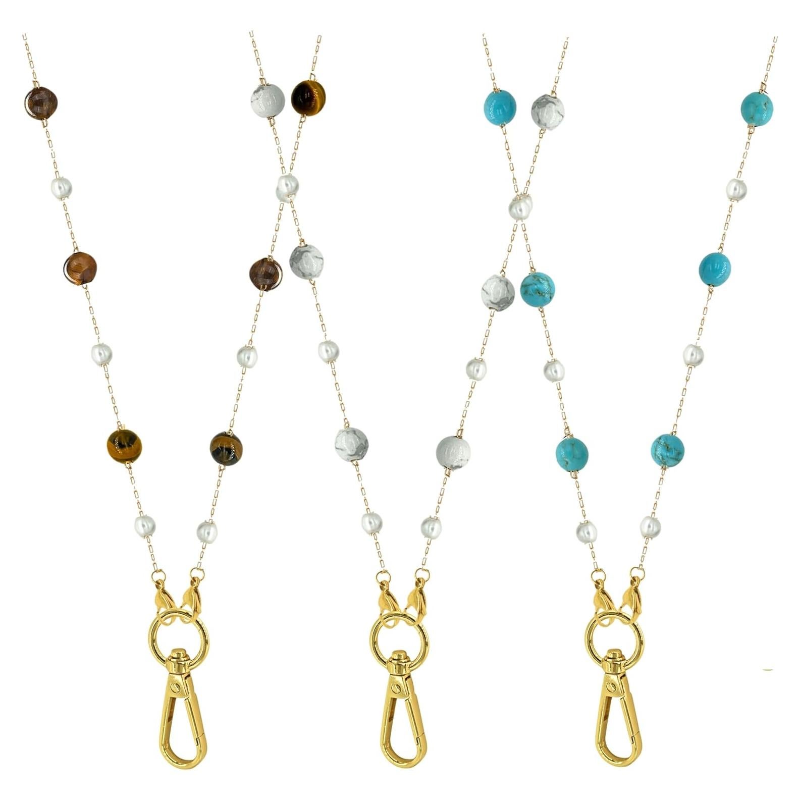 Cadena para Gafas 3 Pcs Mujeres Ojo de Tigre 71 cm