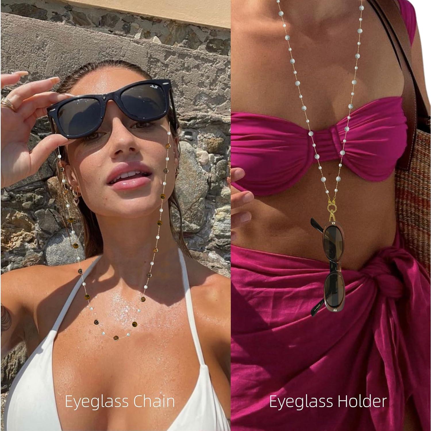 Cadena para Gafas 3 Pcs Mujeres Ojo de Tigre 71 cm