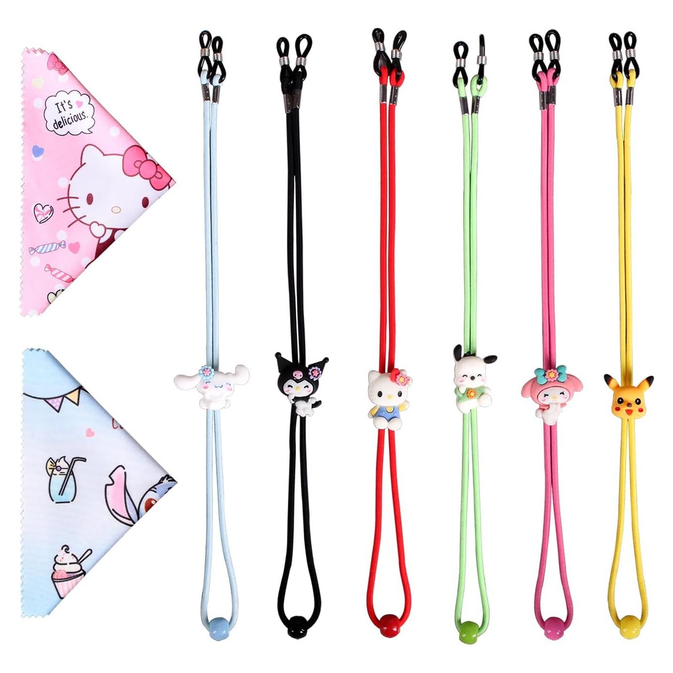 6 Correas Ajustables para Gafas Niños y Adultos + 2 Paños Microfibra