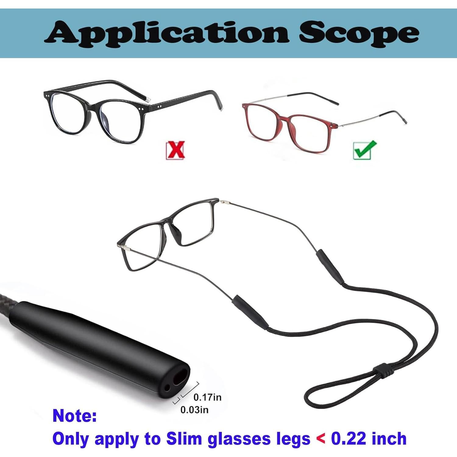 Soporte Correa Gafas Omnful 3pcs Negro para Marcos Delgados