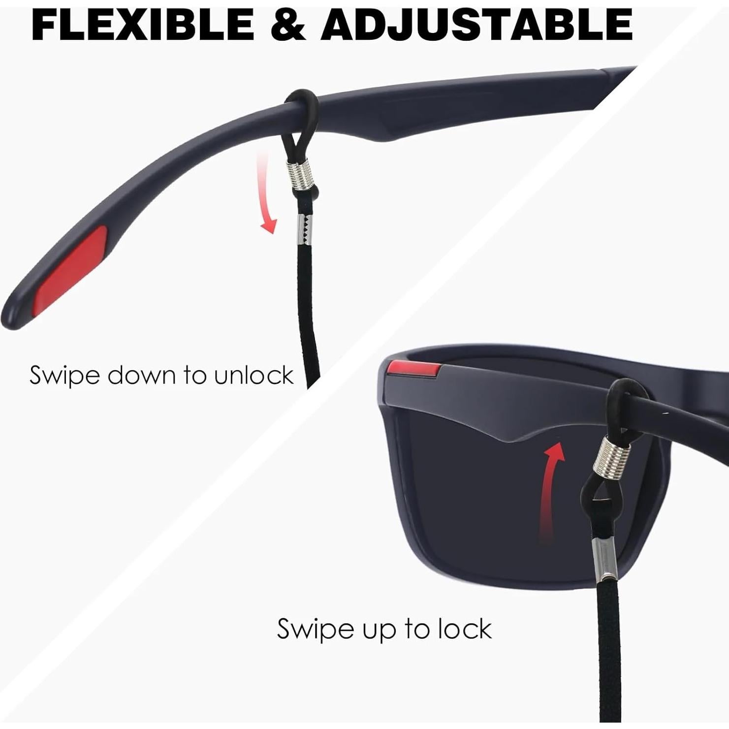 10 Correas de Gafas Deportivas Ajustables con Hebilla Antideslizante