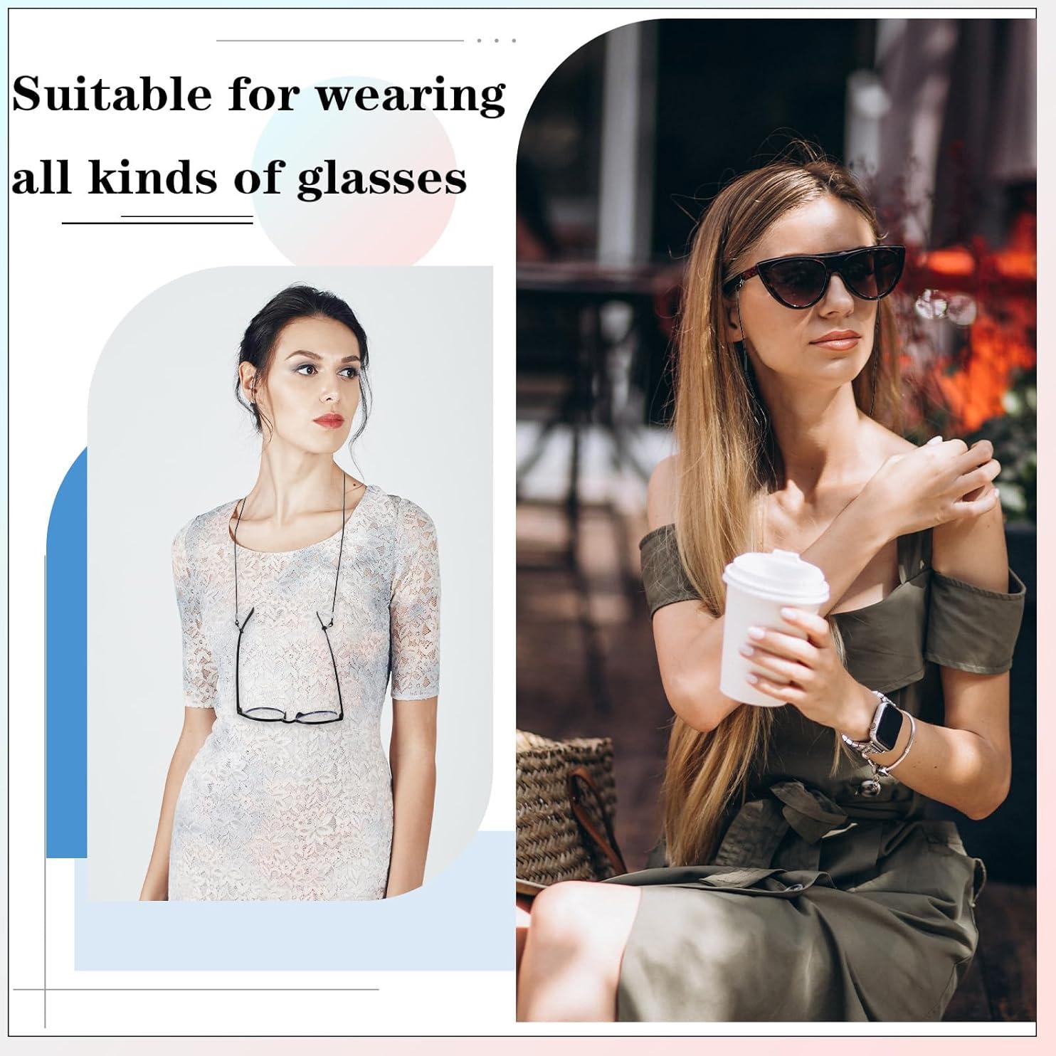 4 Correas Ajustables para Gafas Negras + Paño Microfibra 15x15cm